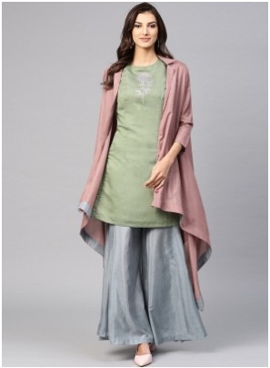 Pink Thread Embroidered Jacket Style Suit